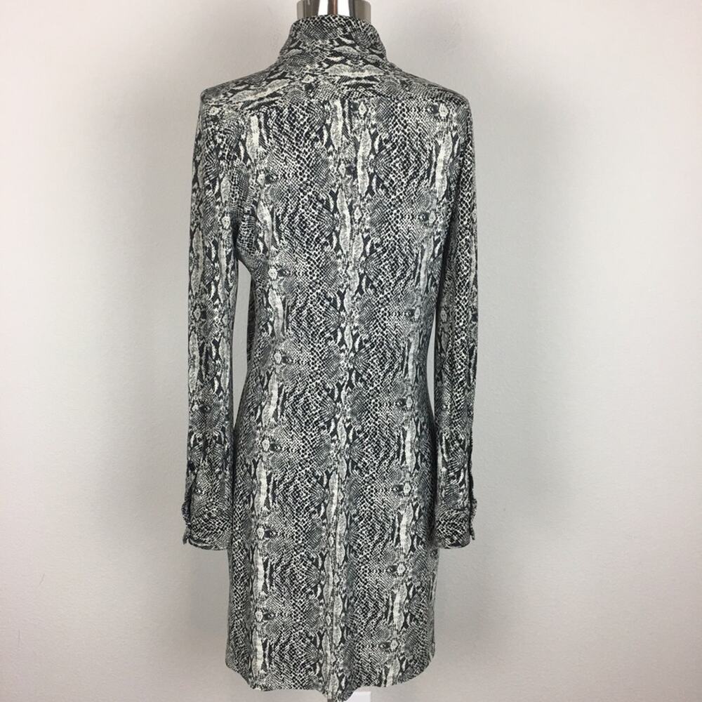 Norma Kamali Black & Off White Snake Print Button Front Long Sleeve Dress Small - Picture 5 of 7